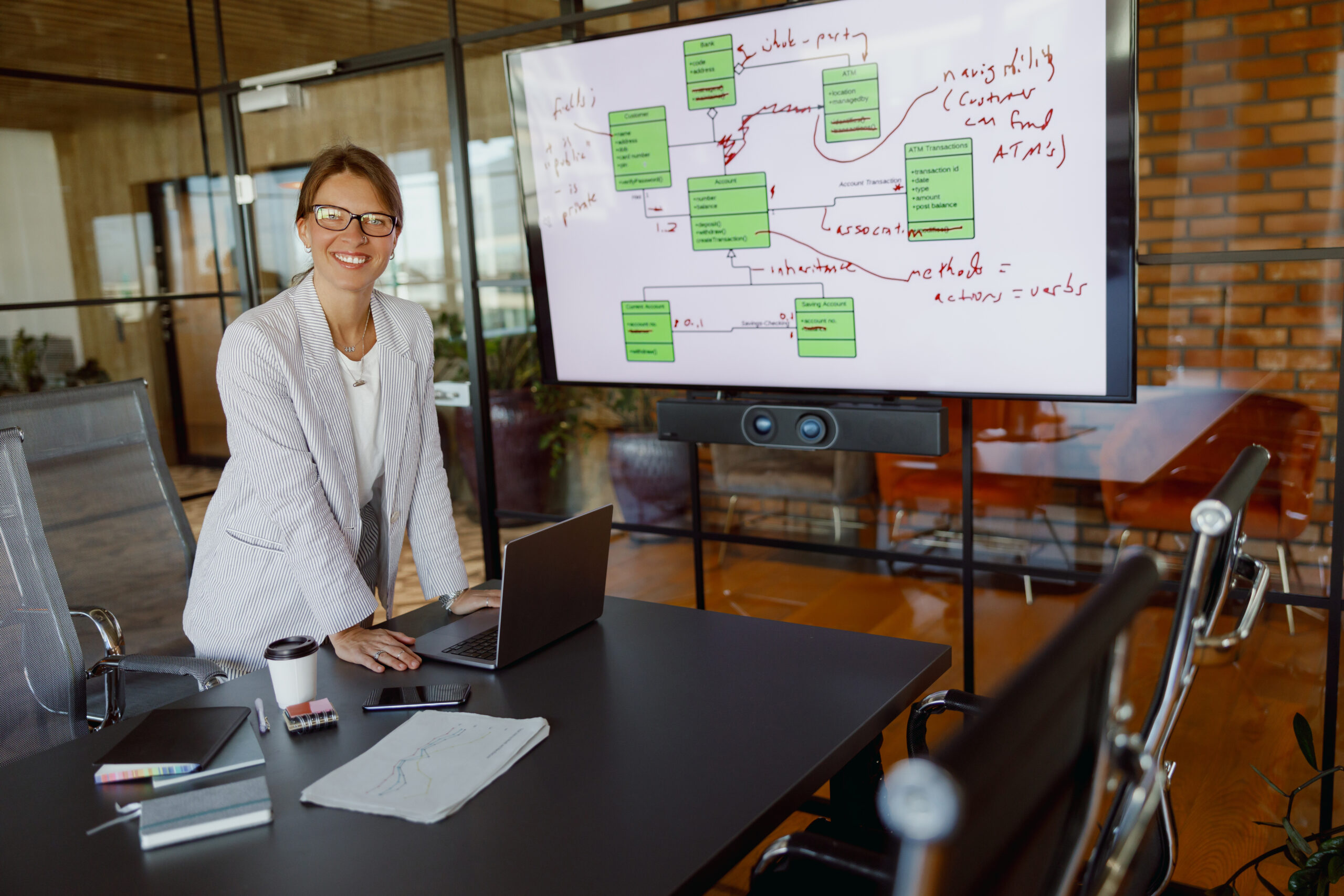 engaging business meeting held in a contemporary office space equipped with presentation tools